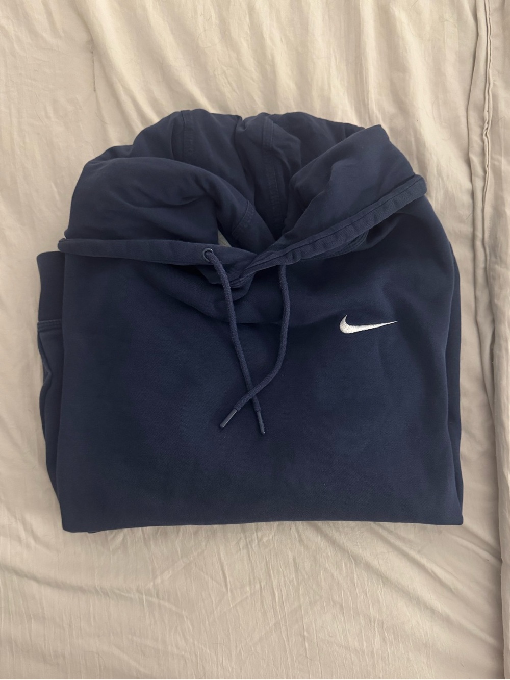 Nike Men's Navy Hoodie with White Swoosh